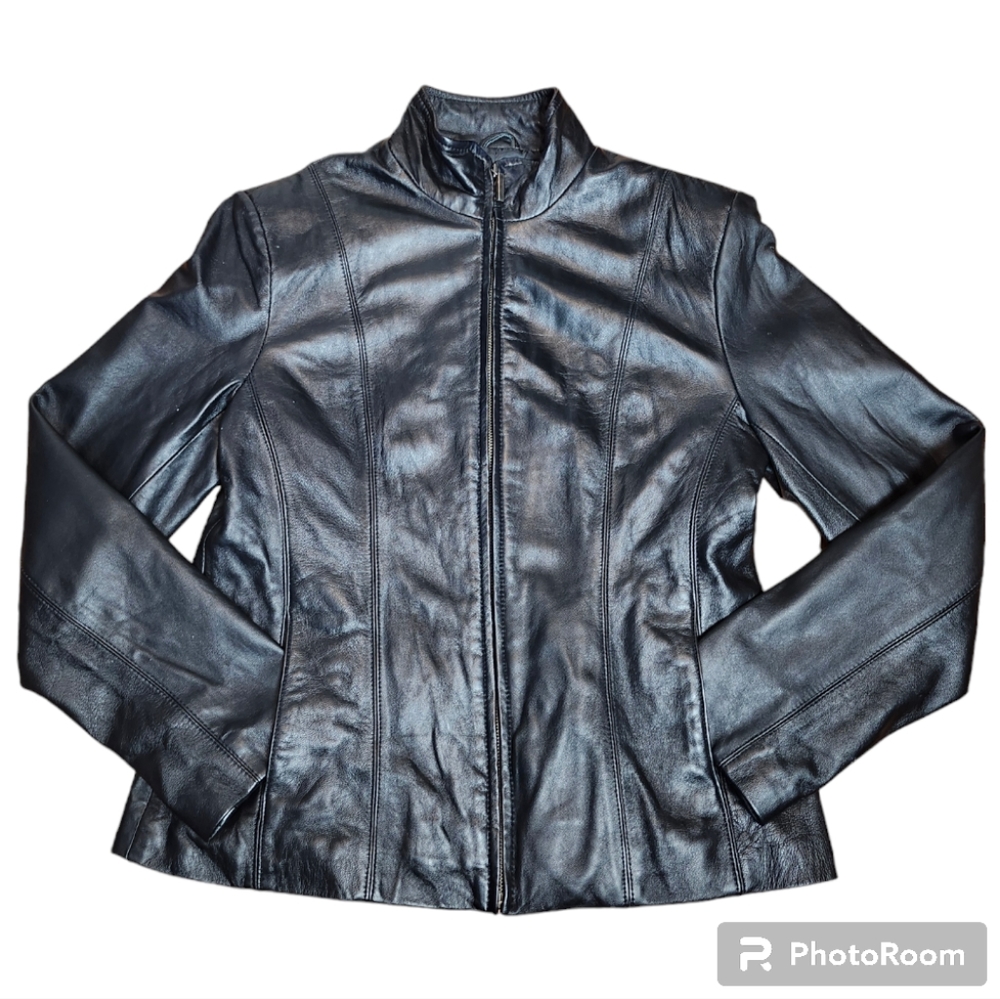 Geniune Moto Leather Jacket Coat Womans Medium George Classic